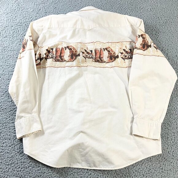 Roper Shirt Mens XL Cream Pearl Snap Cowboy Boot Western Casual Rodeo Pockets - Picture 8 of 8